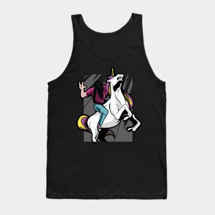 Metalhead Riding Unicorn Graphic Design Tank Top